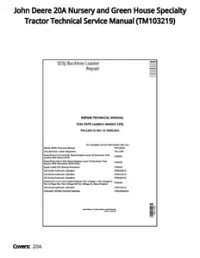 John Deere 20A Nursery and Green House Specialty Tractor Technical Service Manual - TM103219 preview