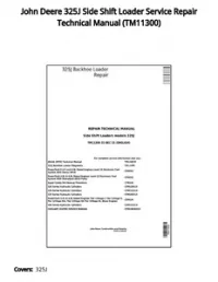 John Deere 325J Side Shift Loader Service Repair Technical Manual - TM11300 preview