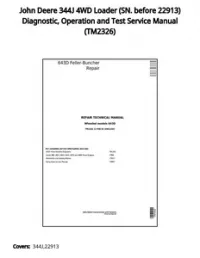 John Deere 344J 4WD Loader (SN. before 22913) Diagnostic  Operation and Test Service Manual - TM2326 preview