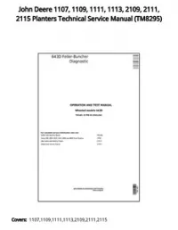 John Deere 1107  1109  1111  1113  2109  2111  2115 Planters Technical Service Manual - TM8295 preview