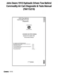 John Deere 1910 Hydraulic Driven Tow Behind Commodity Air Cart Diagnostic & Tests Manual - TM115219 preview