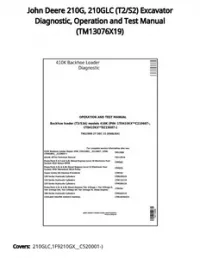 John Deere 210G  210GLC (T2/S2) Excavator Diagnostic  Operation and Test Manual - TM13076X19 preview