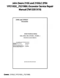 John Deere 210G and 210GLC (PIN: 1FF210GX__F521988-) Excavator Service Repair Manual - TM13351X19 preview