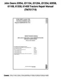 John Deere JD954  JD1104  JD1204  JD1354  6095B  6110B  6135B  6140B Tractors Repair Manual - TM701719 preview