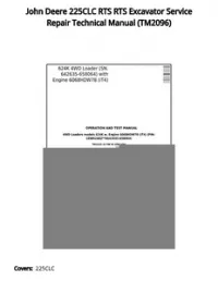 John Deere 225CLC RTS RTS Excavator Service Repair Technical Manual - TM2096 preview