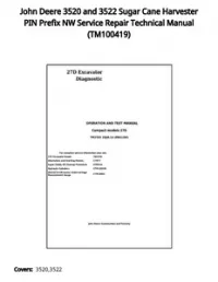 John Deere 3520 and 3522 Sugar Cane Harvester PIN Prefix NW Service Repair Technical Manual - TM100419 preview
