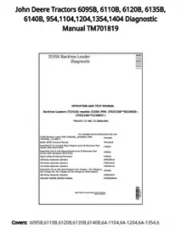 John Deere Tractors 6095B  6110B  6120B  6135B  6140B  954 1104 1204 1354 1404 Diagnostic Manual TM701819 preview