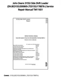 John Deere 315SJ Side Shift Loader (SN.BE315SJ300869-;T0315SJ178876-) Service Repair Manual TM11651 preview