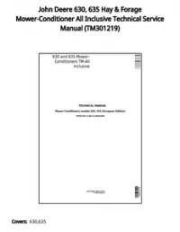 John Deere 630  635 Hay & Forage Mower-Conditioner All Inclusive Technical Service Manual - TM301219 preview