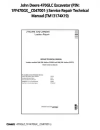 John Deere 470GLC Excavator (PIN: 1FF470GX__C047001-) Service Repair Technical Manual - TM13174X19 preview