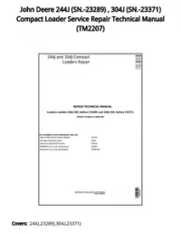 John Deere 244J (SN.-23289)   304J (SN.-23371) Compact Loader Service Repair Technical Manual - TM2207 preview