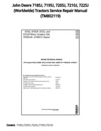 John Deere 7185J  7195J  7205J  7210J  7225J (Worldwide) Tractors Service Repair Manual - TM802119 preview