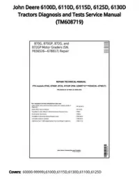 John Deere 6100D  6110D  6115D  6125D  6130D Tractors Diagnosis and Tests Service Manual - TM608719 preview