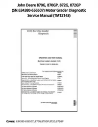 John Deere 870G  870GP  872G  872GP (SN.634380-656507) Motor Grader Diagnostic Service Manual - TM12143 preview