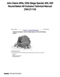 John Deere 459s  559s Silage Special; 459  559 Round Balers All Inclusive Technical Manual - TM121119 preview