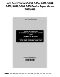 John Deere Tractors 5-750  5-754  5-800  5-804  5-850  5-854  5-900  5-950 Service Repair Manual TM700519 preview