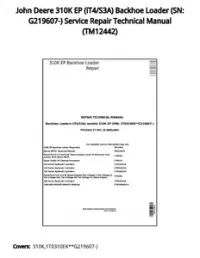 John Deere 310K EP (iT4/S3A) Backhoe Loader (SN: G219607-) Service Repair Technical Manual - TM12442 preview
