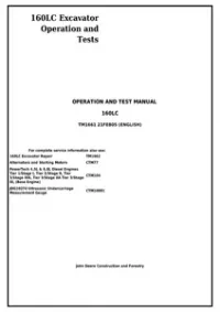 John Deere 160LC Excavator Diagnostic  Operation and Test Service Manual - tm1661 preview
