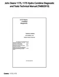 John Deere 1175  1175 Hydro Combine Diagnostic and Tests Technical Manual - TM802919 preview