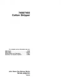 John Deere 7450 and 7455 Cotton Stripper Technical Repair Service Manual -TM1586 preview