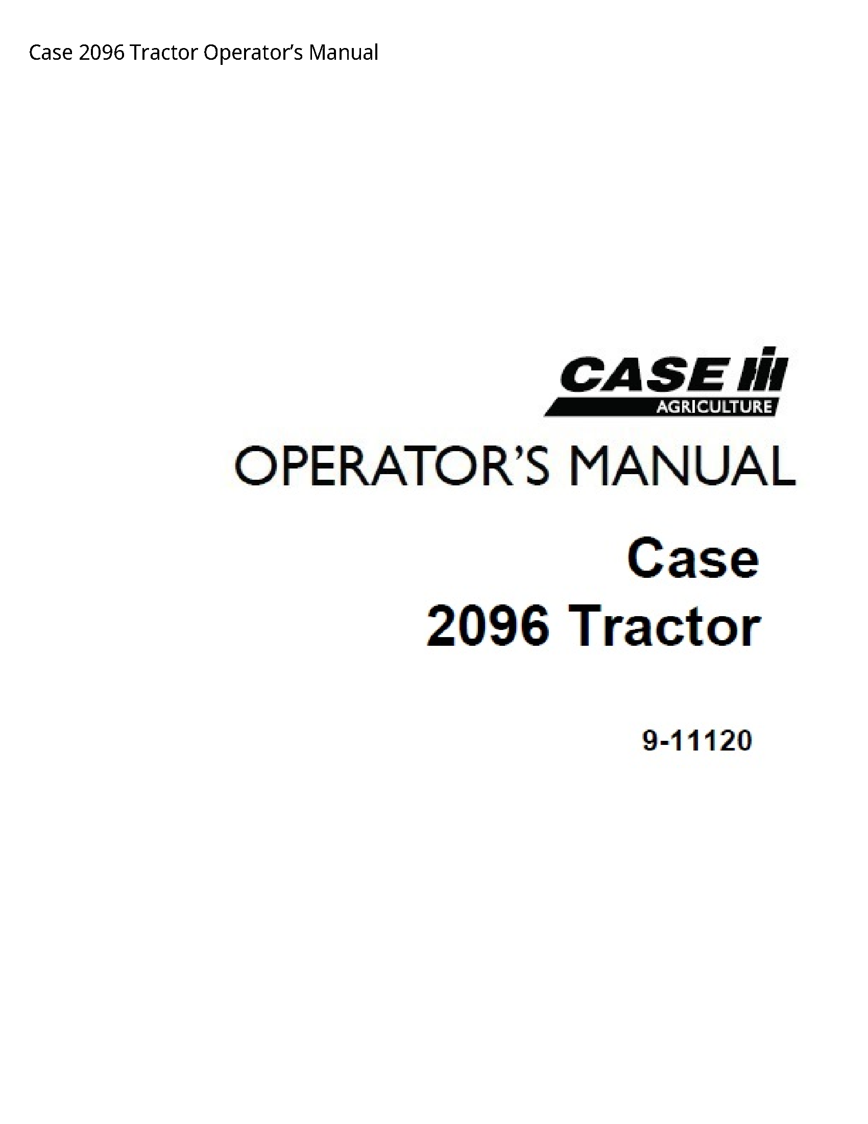 Case/Case IH 2096 Tractor Operator’s manual
