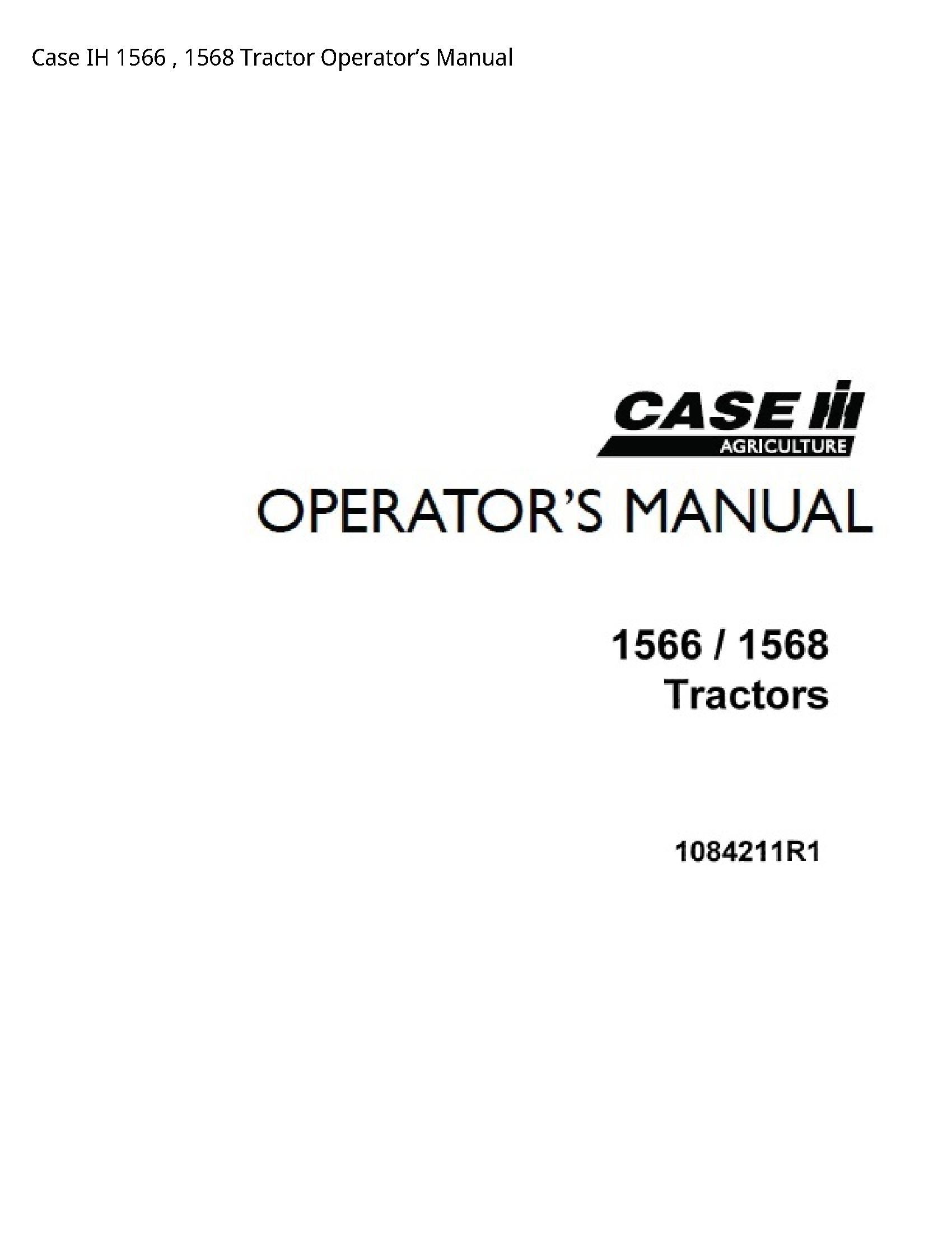 Case/Case IH 1566 IH Tractor Operator’s manual