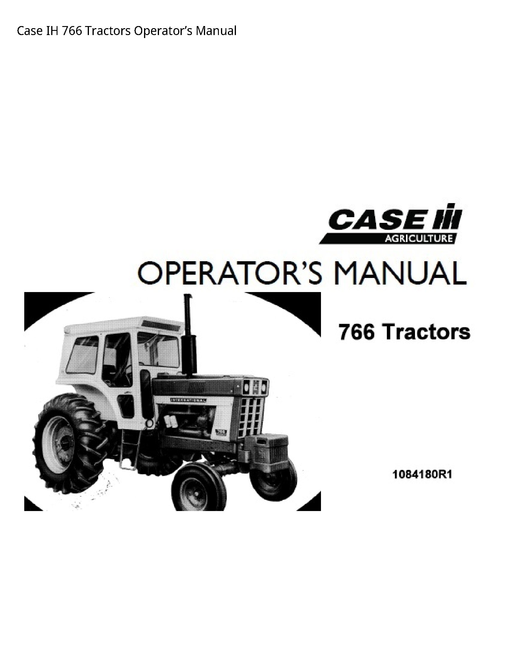 Case/Case IH 766 IH Tractors Operator’s manual