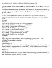 Caterpillar 950G II WHEEL LOADER Service Repair Manual AYB preview