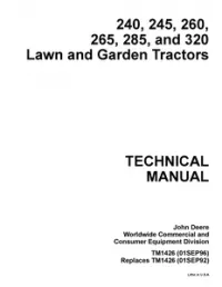 John Deere 240 245 260 265 285 320 Lawn and Garden Tractors Service Manual - TM1426 preview
