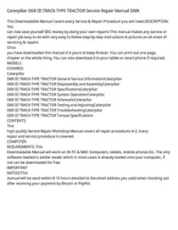 Caterpillar D6R III TRACK-TYPE TRACTOR Service Repair Manual DMK preview