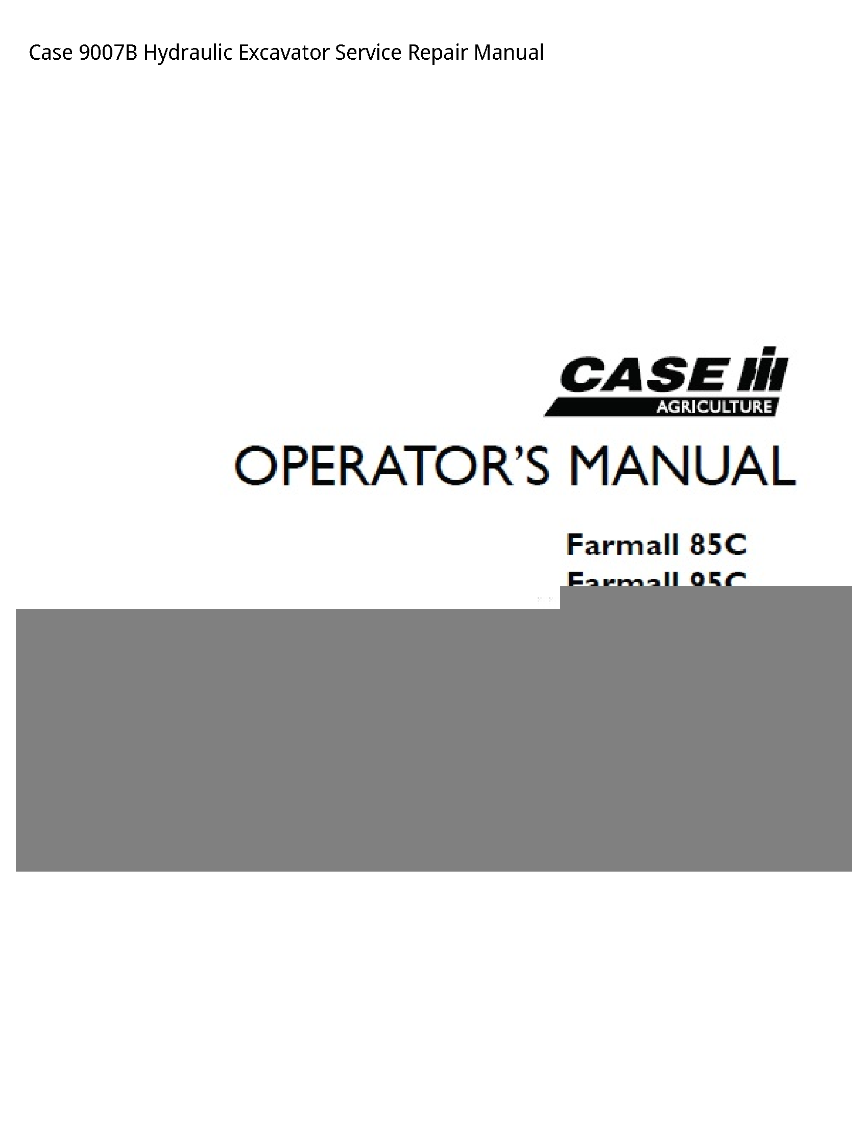 Case/Case IH 9007B Hydraulic Excavator manual