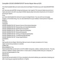 Caterpillar G3520E GENERATOR SET Service Repair Manual GZG preview