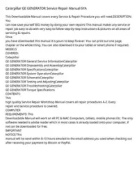 Caterpillar GE GENERATOR Service Repair Manual 6YA preview