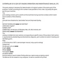 CATERPILLAR 3516 GEN SET ENGINE OPERATION AND MAINTENANCE MANUAL 2TS preview
