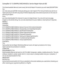 Caterpillar G115 GRAPPLE-MECHANICAL Service Repair Manual AEE preview