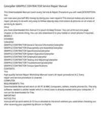 Caterpillar GRAPPLE CONTRACTOR Service Repair Manual preview