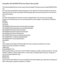 Caterpillar SR4 GENERATOR Service Repair Manual 6MA preview