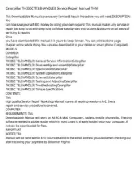 Caterpillar TH336C TELEHANDLER Service Repair Manual THM preview