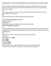 CATERPILLAR C-18 TRUCK ENGINE OPERATION AND MAINTENANCE MANUAL MDP preview