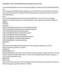 Caterpillar TH82 TELEHANDLER Service Repair Manual 3JN preview