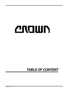 Crown WP2000S service manual