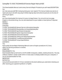 Caterpillar TL1055C TELEHANDLER Service Repair Manual KDE preview