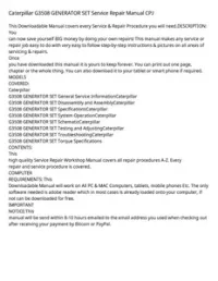 Caterpillar G3508 GENERATOR SET Service Repair Manual CPJ preview