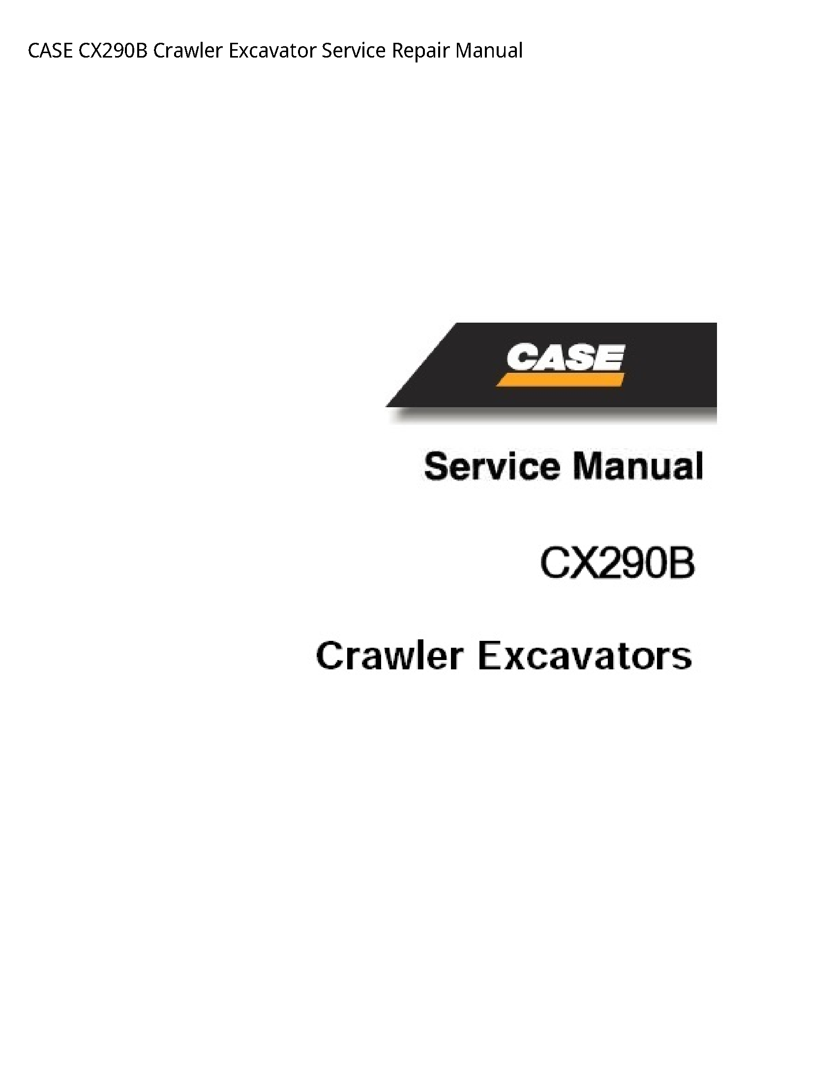 Case/Case IH CX290B Crawler Excavator manual
