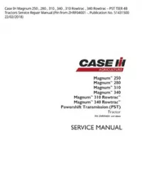 Case IH Magnum 250   280   310   340   310 Rowtrac   340 Rowtrac – PST TIER 4B Tractors Service Repair Manual (Pin from ZHRF04001 -. Publication No. 51431500 22/02/2018) preview