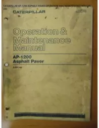 CATERPILLAR AP-1200 ASPHALT PAVER OPERATION AND MAINTENANCE MANUAL 2JD preview
