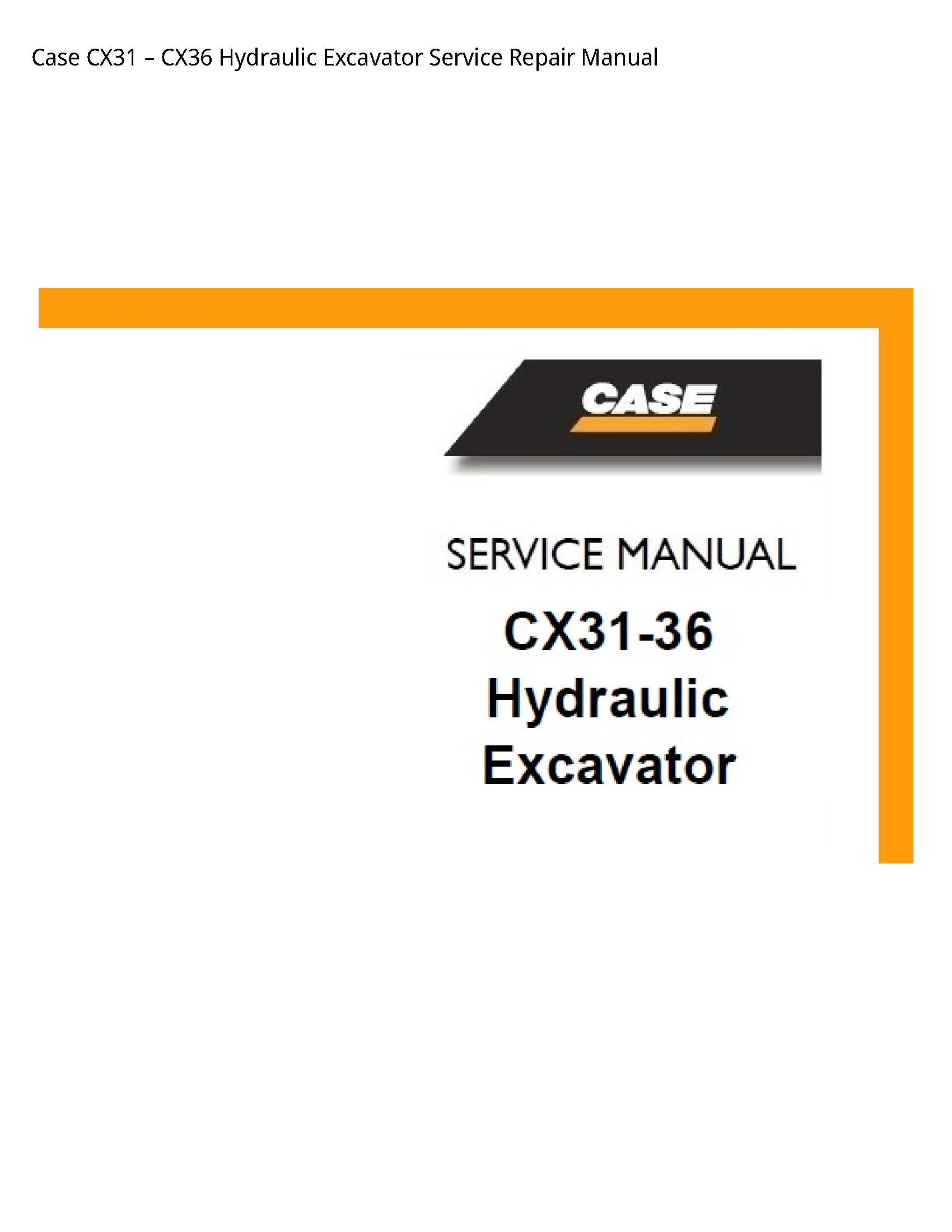 Case/Case IH CX31 Hydraulic Excavator manual