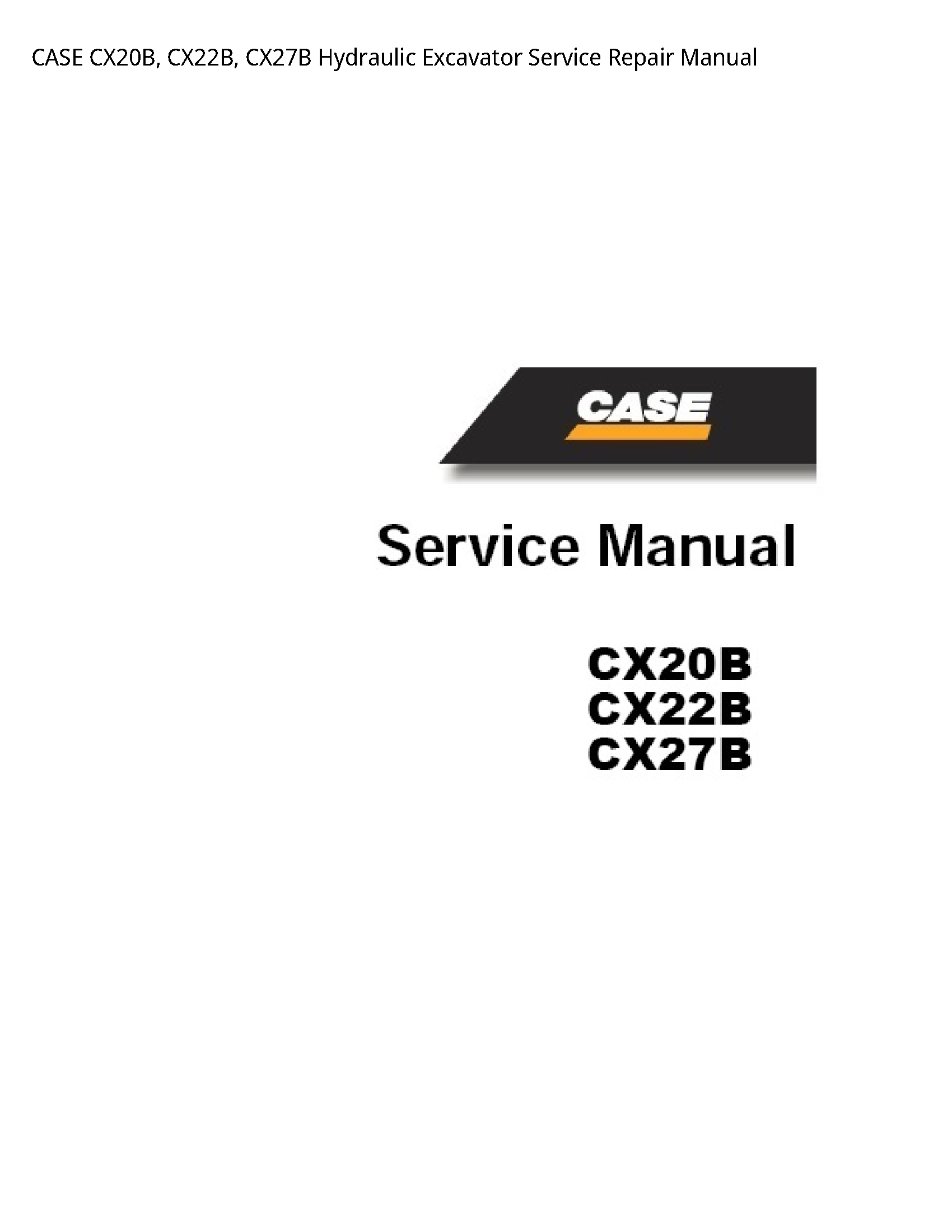 Case/Case IH CX20B Hydraulic Excavator manual