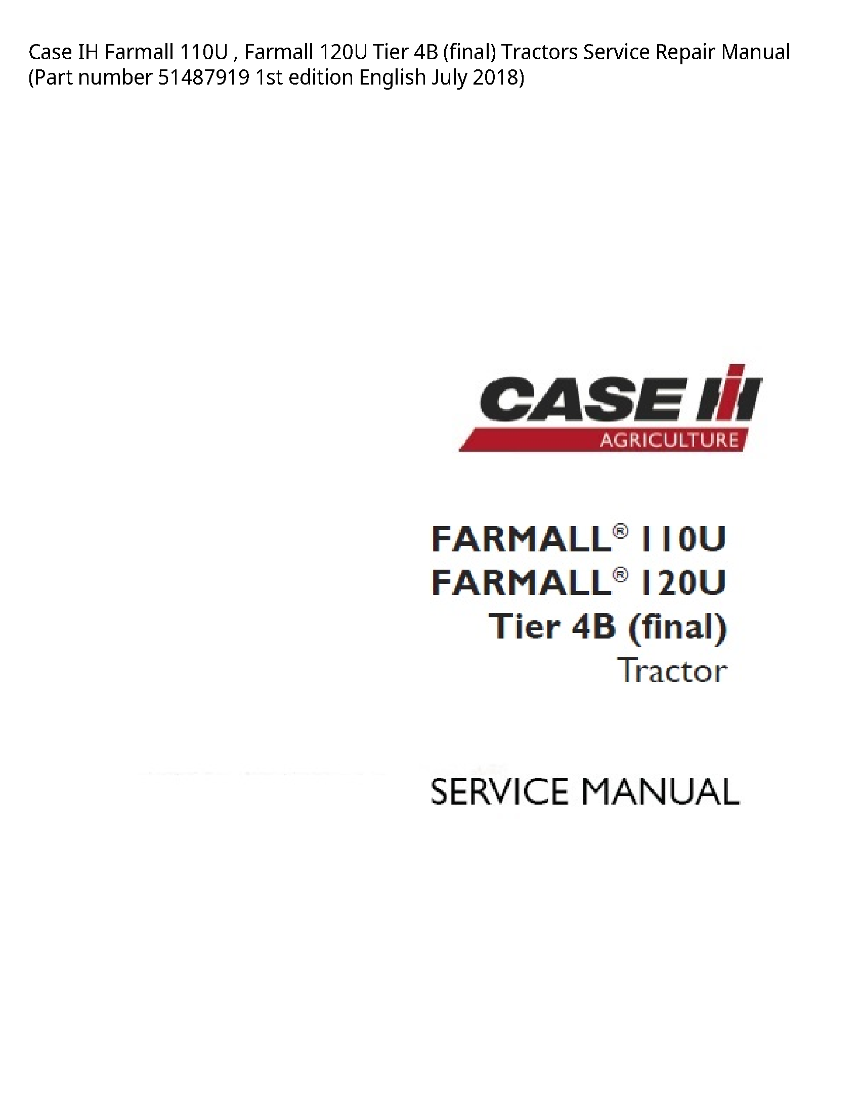 Case/Case IH 110U IH Farmall Farmall Tier (final) Tractors manual