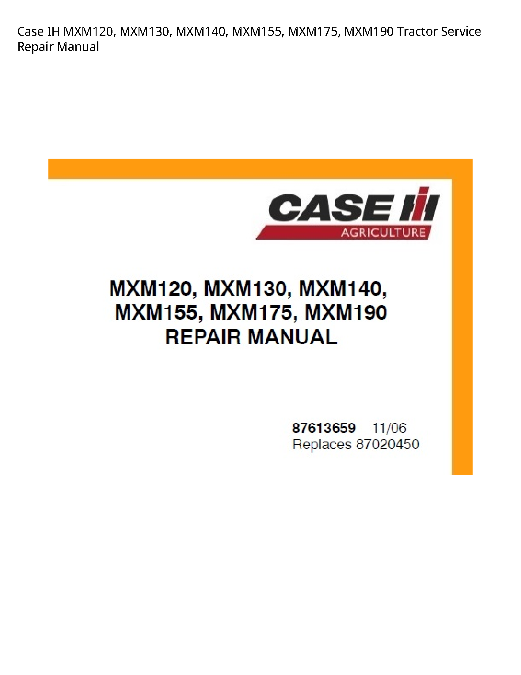 Case/Case IH MXM120 IH Tractor manual
